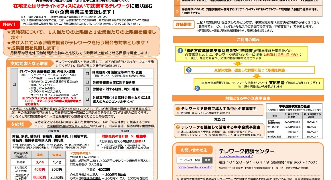 【ニュース】8/12付　厚生労働省　働き方改革推進支援助成金（テレワークコース）終了のお知らせ